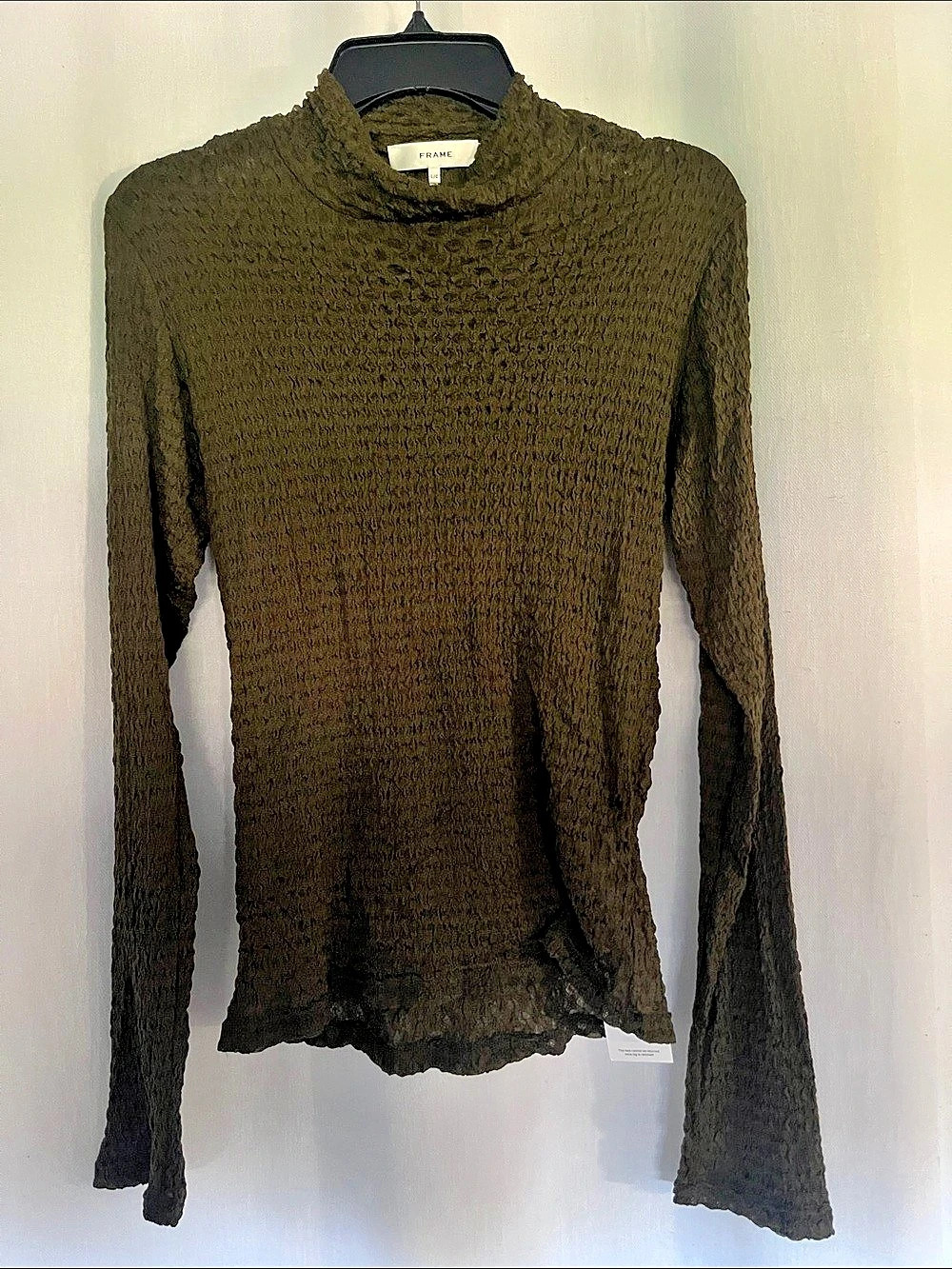 FRAME Smocked Mock-Neck Jumper Brown Long Sleeve Top